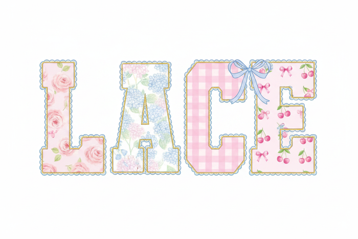 Lace Varsity Applique Embroidery Font | BX PES DST Instant Download