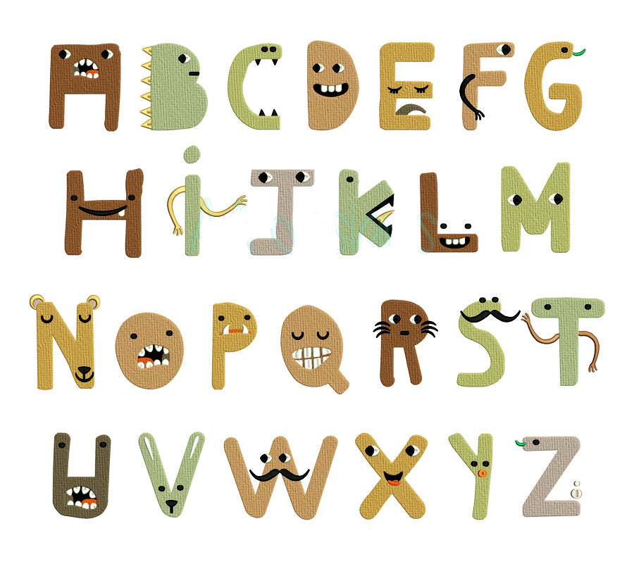Monster Embroidery Font for Baby
