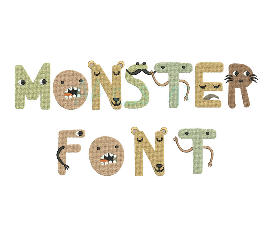 Monster Embroidery Font for Baby
