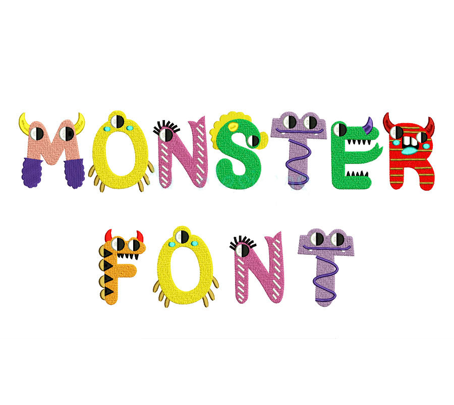 Monster Embroidery Font for Machine | 2, 3 & 4 Inch Embroidery Sky
