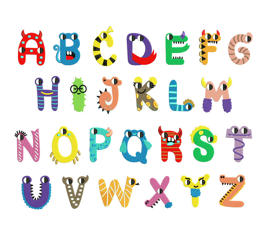 Monster Embroidery Font for Machine | 2, 3 & 4 Inch Embroidery Sky