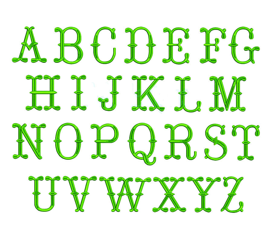 Round Fishtail Embroidery Digital Font BX