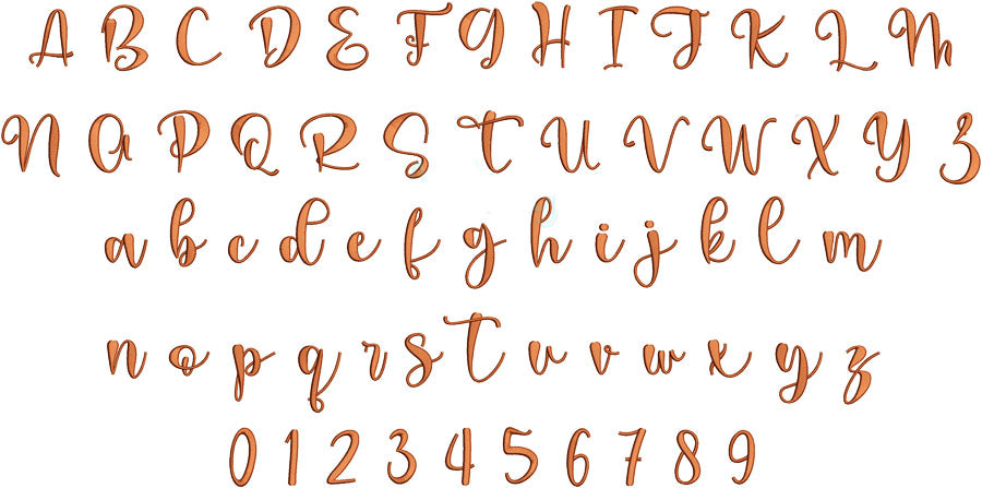 Script Embroidery Font. BX, PES, DST and all files for embroidery.