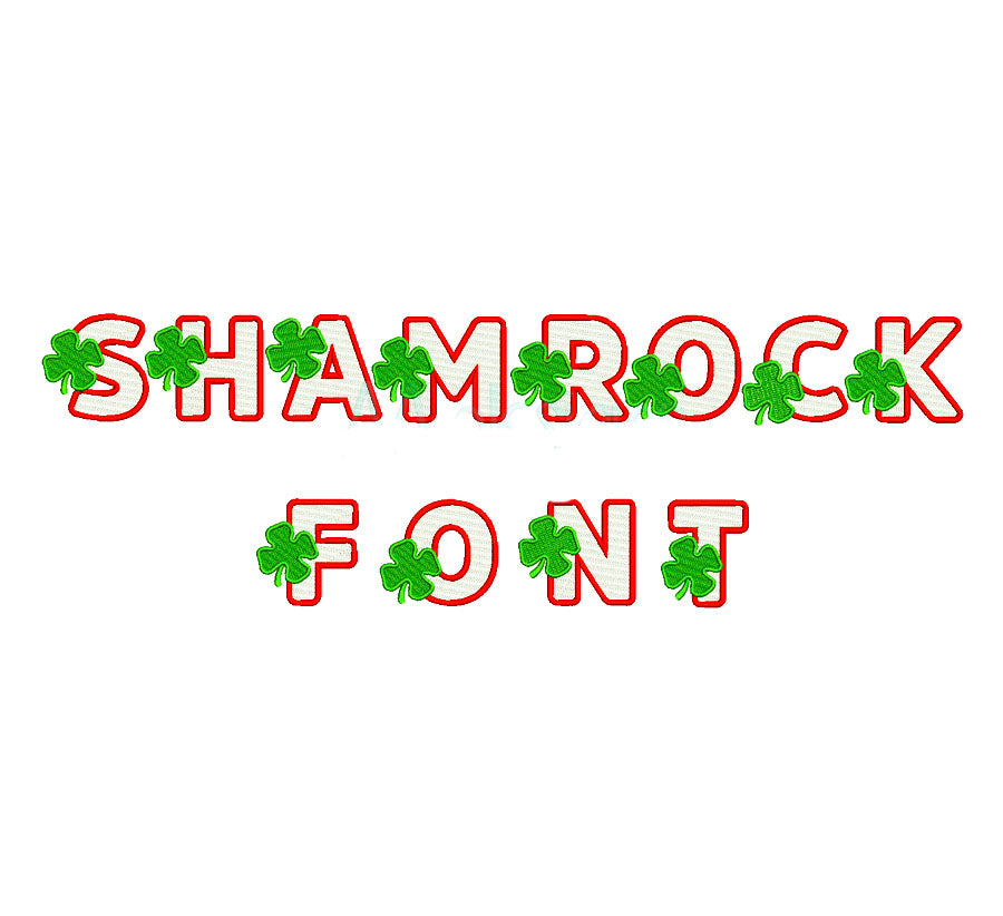 Shamrock Embroidery Digital Font BX