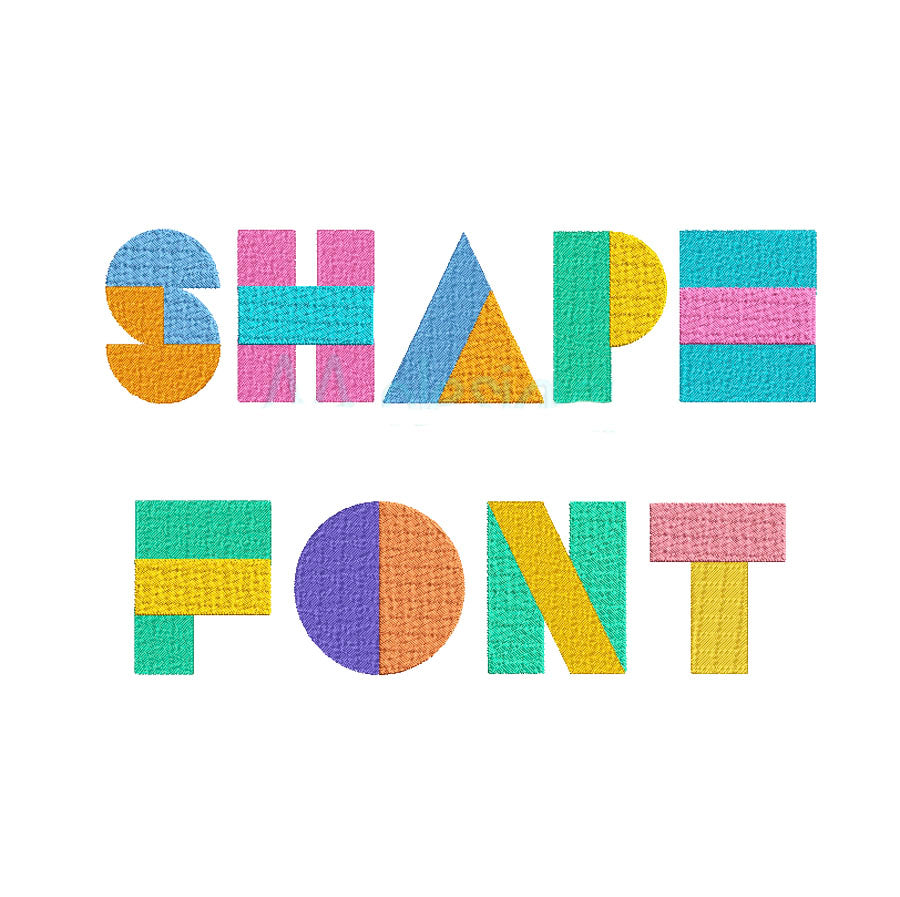 Shape Embroidery Font for Machine – 1, 2 & 3 Inch Sizes from Embroidery Sky