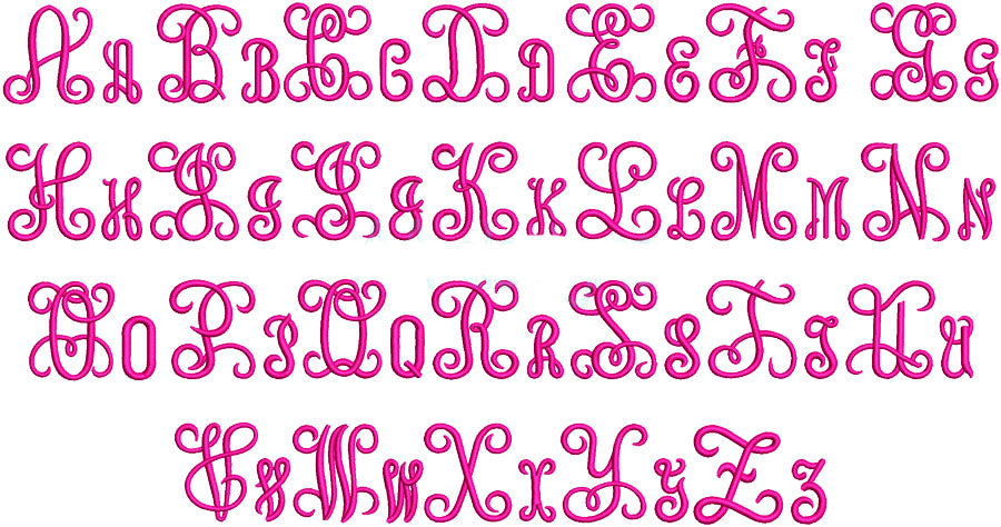 Script Swirl Embroidery Font for instant download. DST, PES, BX file and other