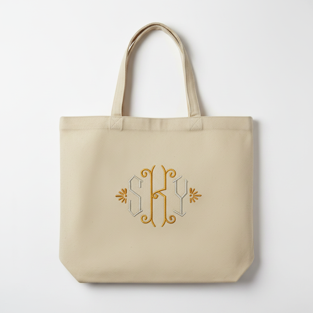 Canvas Tote Bag Monogram Mockup