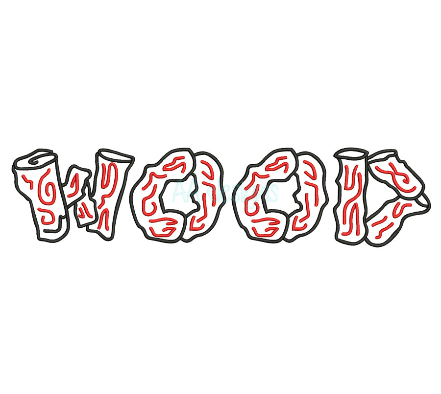 wood embroidery font