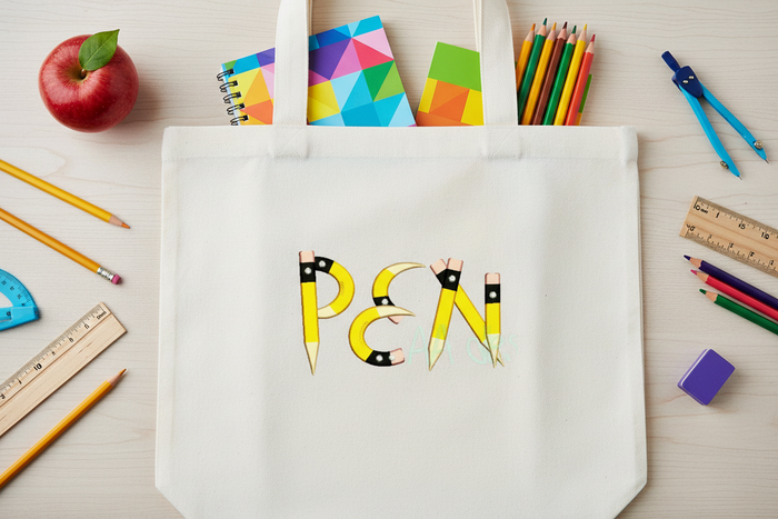 Pencil Embroidery Font - Machine Embroidery Font 1" 2" 3". BX included