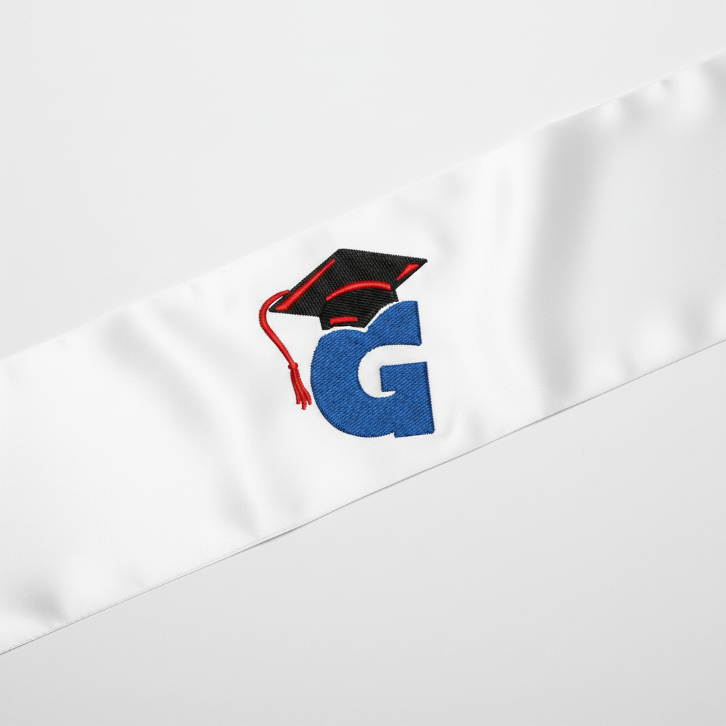 graduation embroidery font on sash