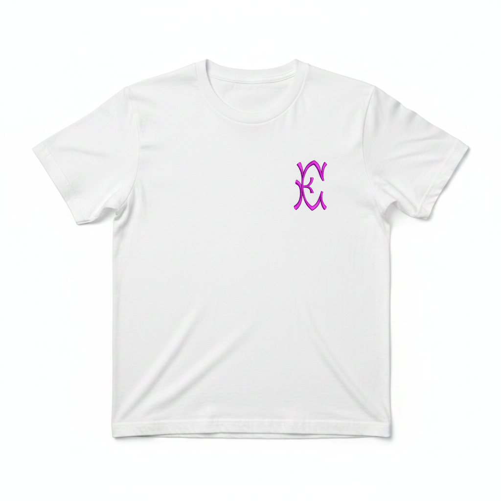 Monogram E embroidery on t-shirt
