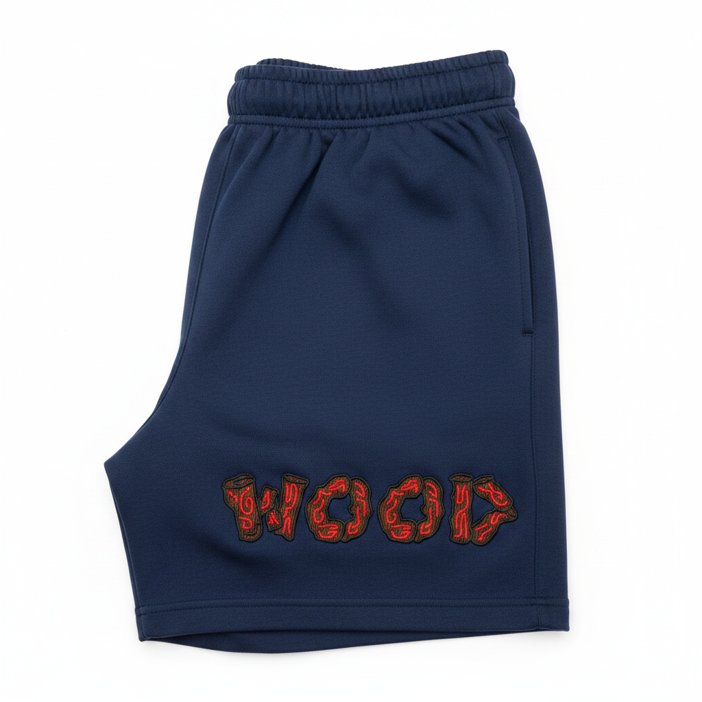 Wood applique embroidery on pants