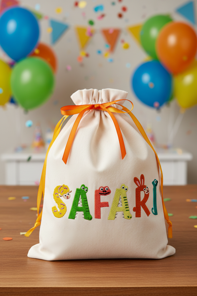 Safari embroidery font mockup birthday gift