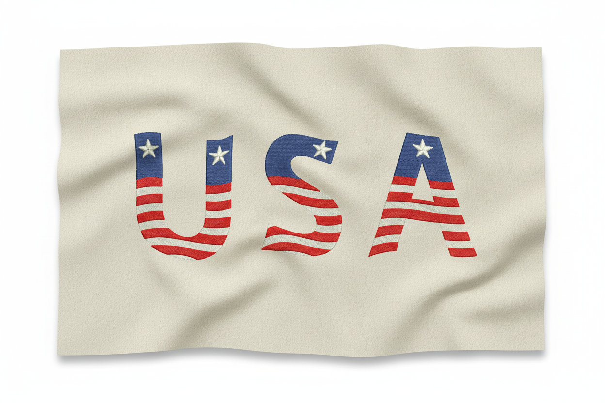 USA Flag Embroidery on flag mockup