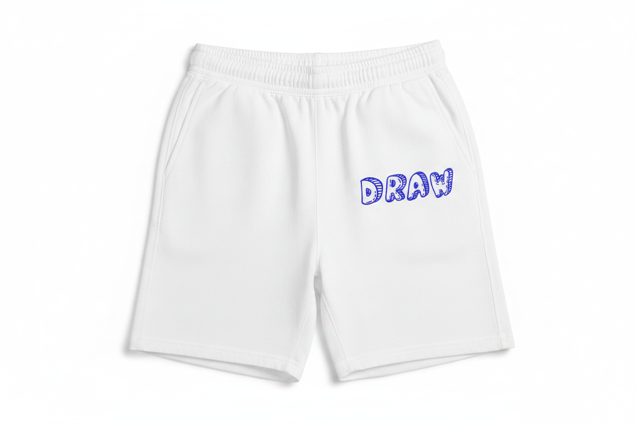 DRAW embroidery font on shorts