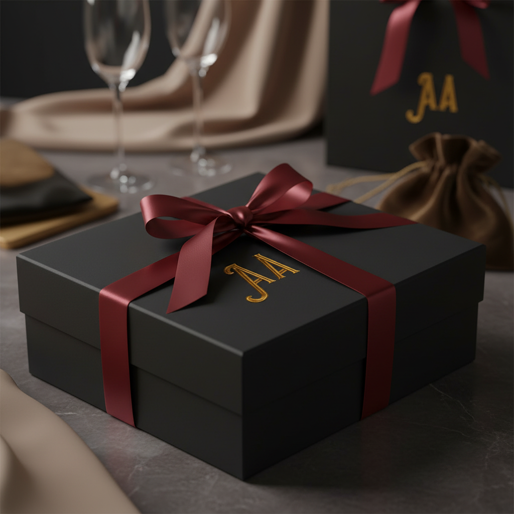 Cowboy embroidery font on premium gift box