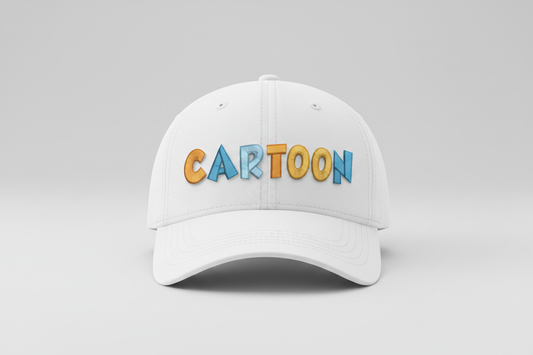 3D Puff Embroidery Font on white cap