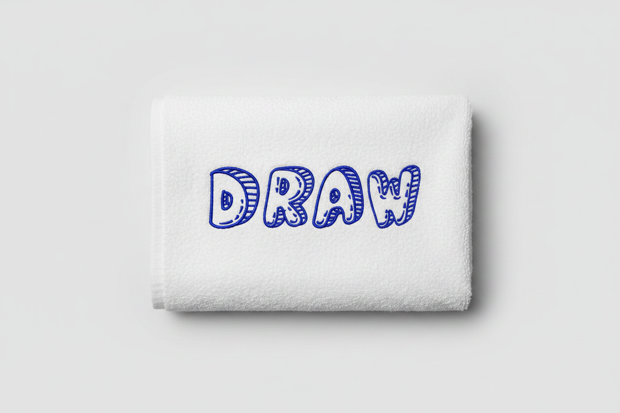 DRAW embroidery font on bath towel