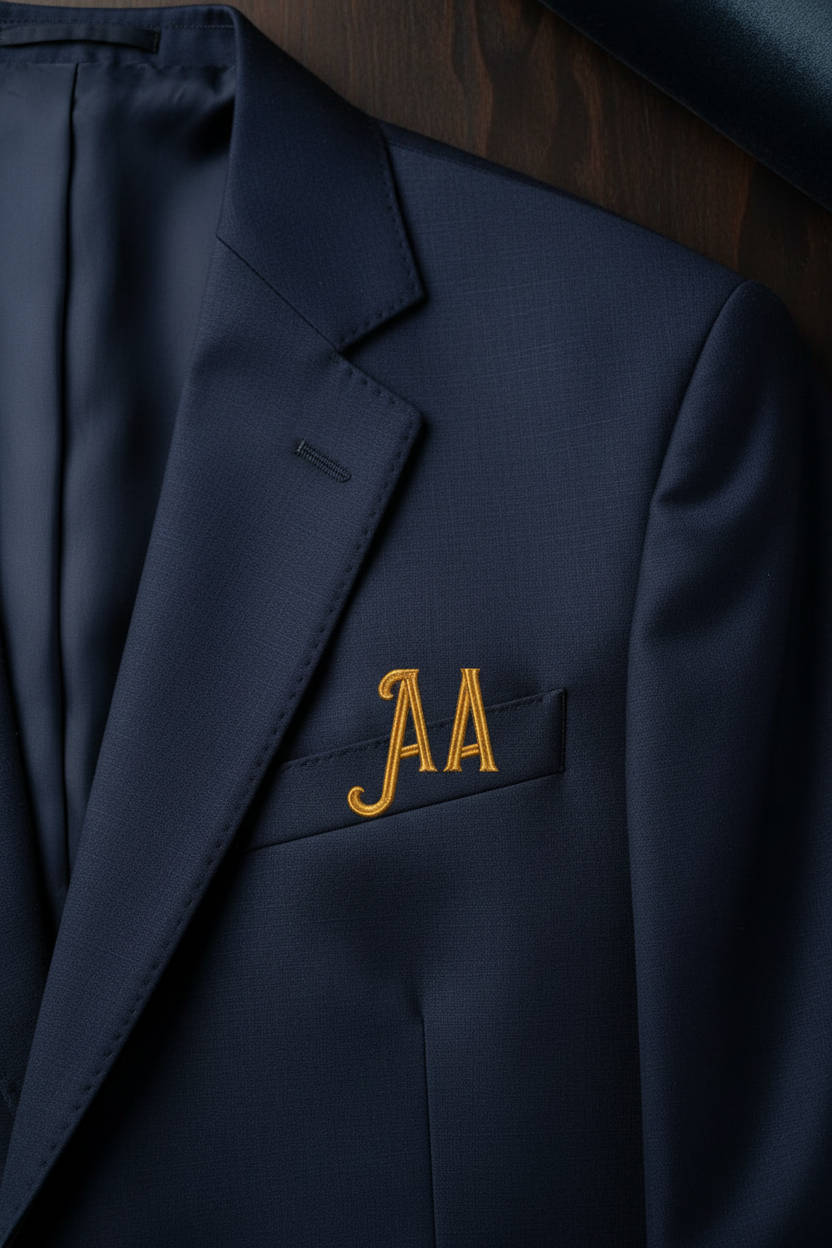 Cowboy embroidery font on men's blazer