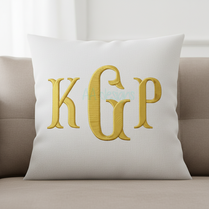 Fishtail monogram embroidery digital font