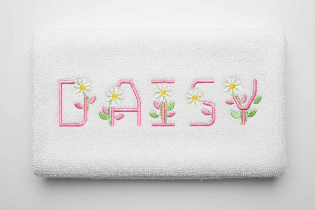 Daisy Font Towel Mockup
