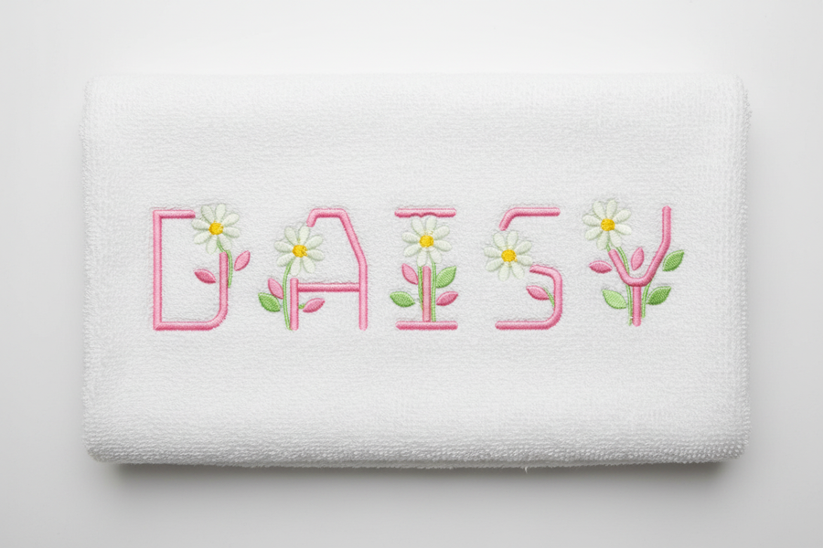 Daisy embroidery digital font