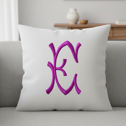 Monogram E embroidery on home decor
