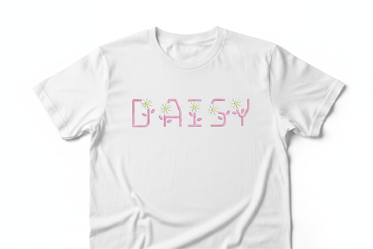 Daisy Font T-shirt Mockup