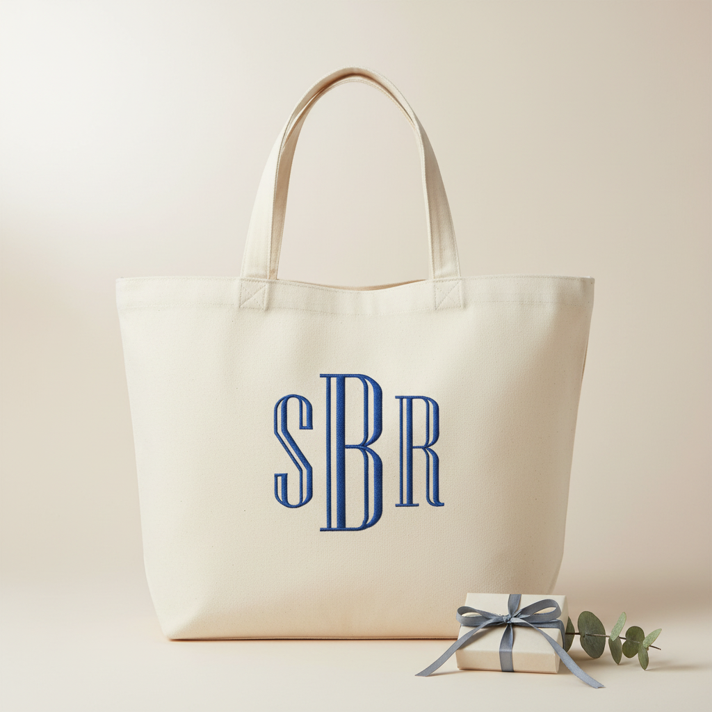 Engraved monogram embroidery tren tui canvas