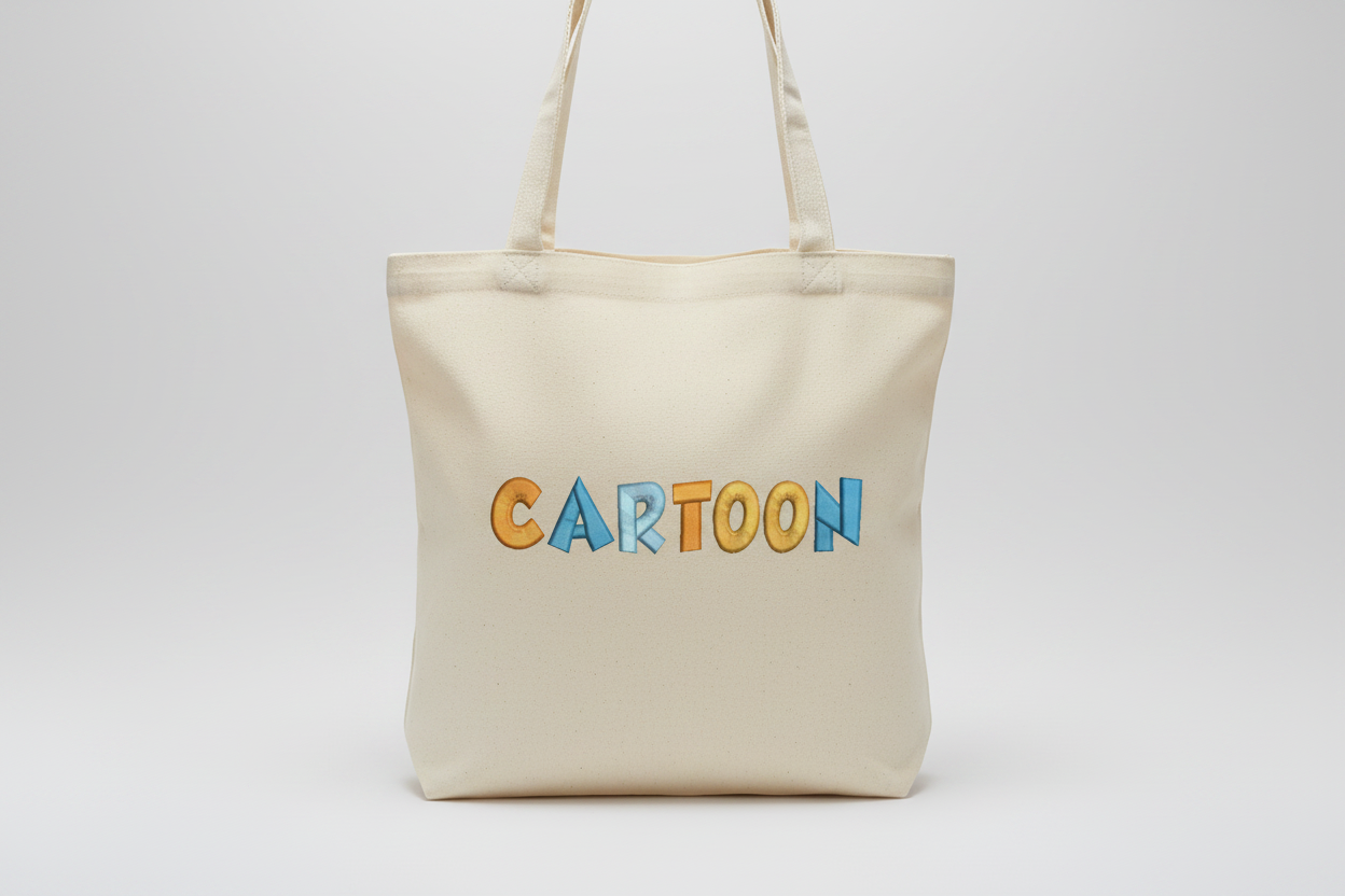 3D Puff Embroidery Font on canvas tote bag
